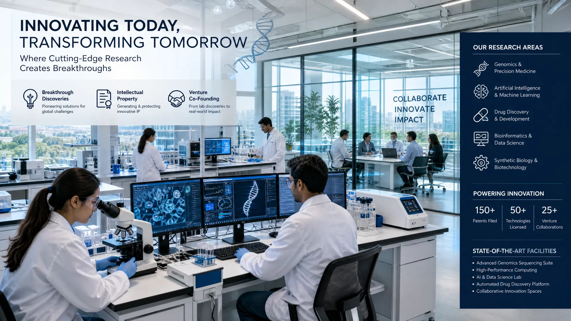 State-of-the-art innovation laboratories with cutting-edge research equipment